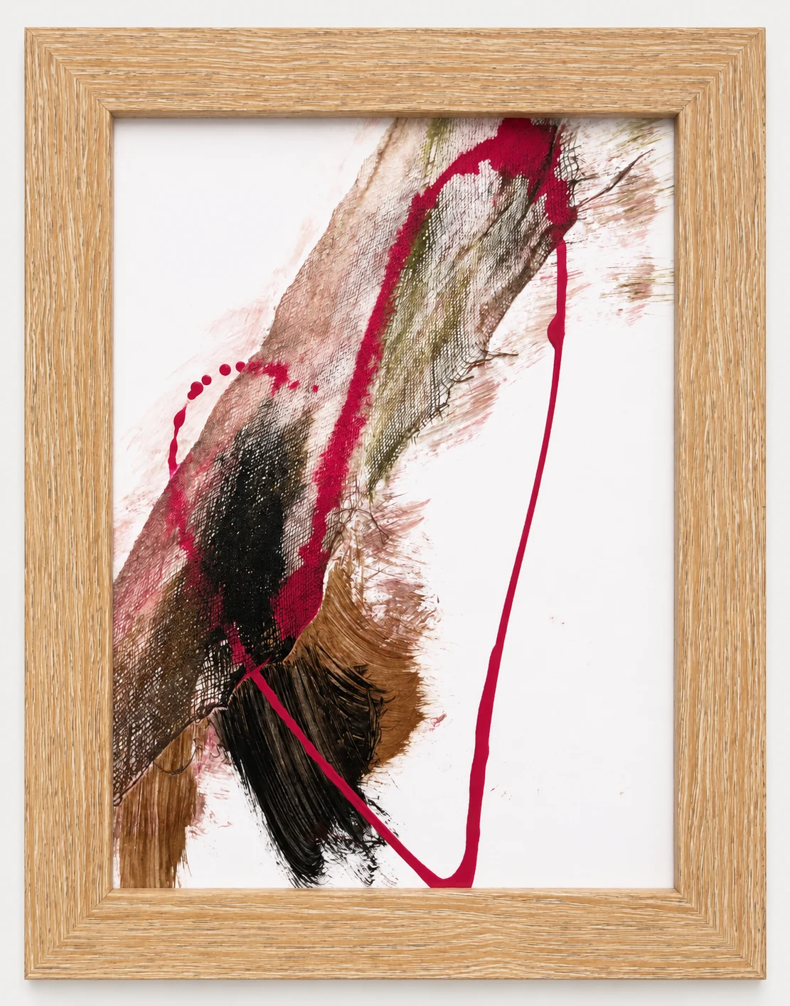 CŒUR SENSIBLE, geste rouge et noir sur papier présenté dans un cadre de bois
